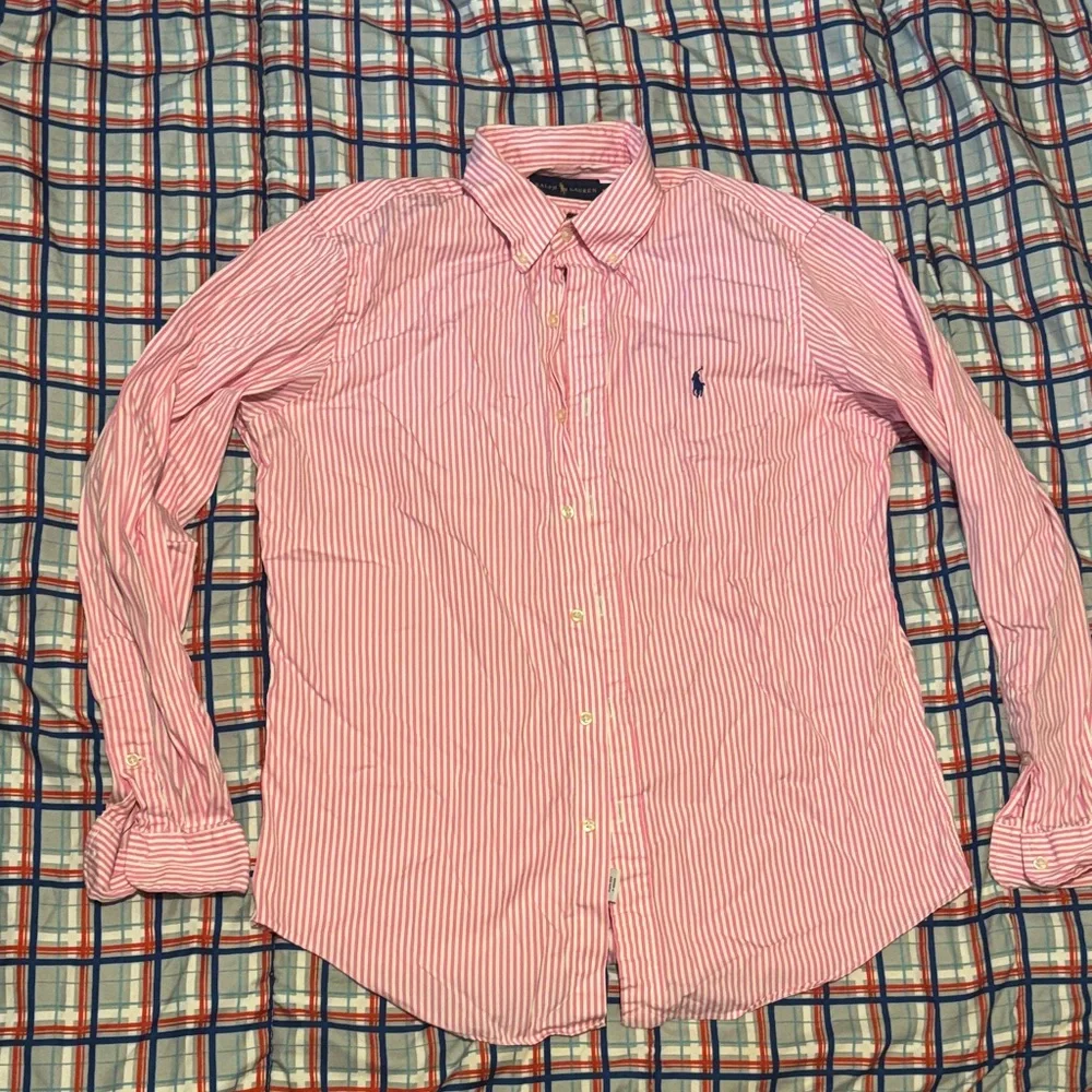 Polo by Ralph Lauren Pink and White Striped Button-Up Shirt - Picture 2 of 11